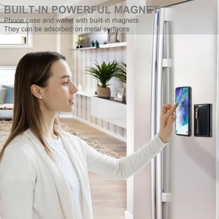 DG.MING - DG.MING M3 Series Konstläder Plånboksfodral för Samsung Galaxy S21 FE 5G Svart