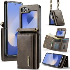 DG.MING - DG.MING M6 Series Konstl&auml;der Pl&aring;nboksfodral f&ouml;r Samsung Galaxy Z Flip6 5G Brun