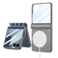 GKK - GKK Samsung Galaxy Z Flip7 Fodral &Auml;kta l&auml;der - Gr&aring;