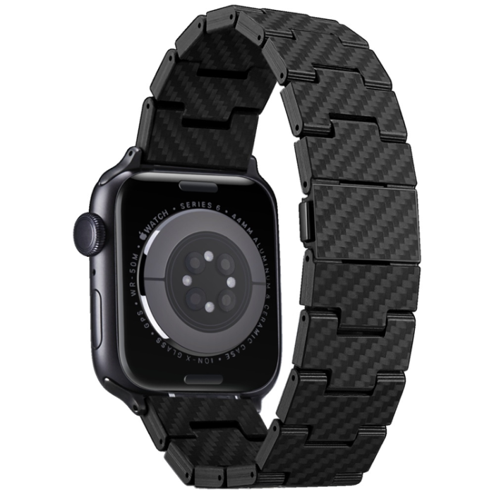 PITAKA - Pitaka Apple Watch (40/44/45/46/49) Armband Carbon Fiber Retro - Svart