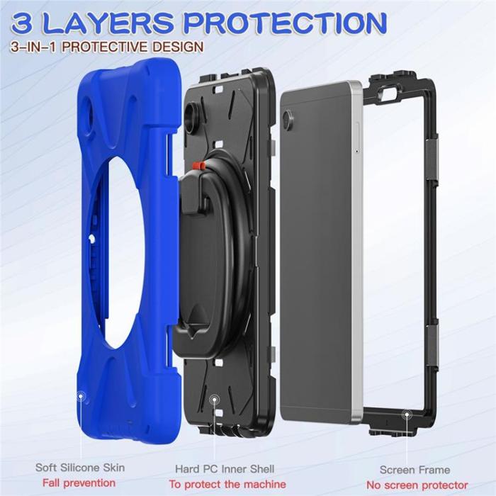 A-One Brand - Galaxy Tab A9 Skal Kickstand Handle Grip - Blå / Svart