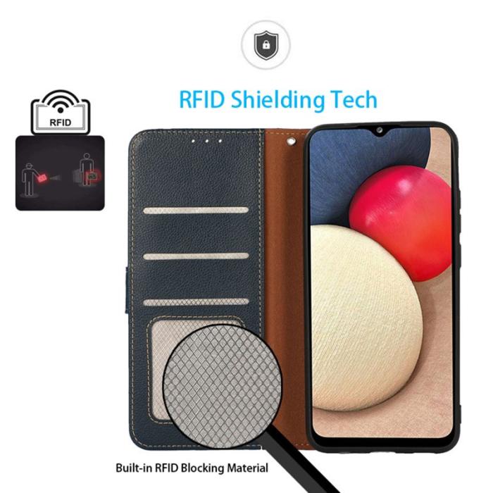 KHAZNEH - KHAZNEH Samsung Galaxy S26 Edge Konstläder Plånboksfodral RFID-Skydd - Blå