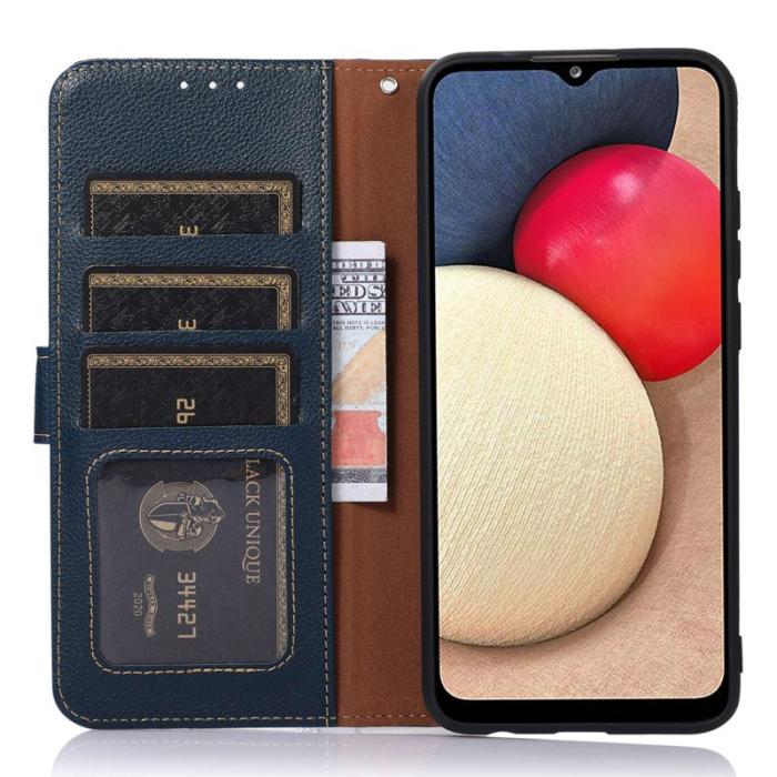 KHAZNEH - KHAZNEH Samsung Galaxy S26 Edge Konstläder Plånboksfodral RFID-Skydd - Blå