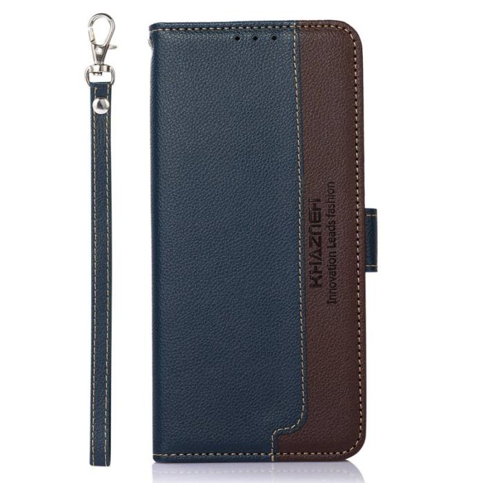 KHAZNEH - KHAZNEH Samsung Galaxy S26 Edge Konstläder Plånboksfodral RFID-Skydd - Blå