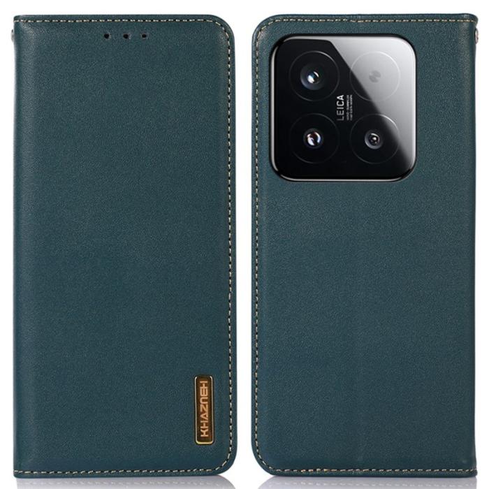 KHAZNEH - KHAZNEH Xiaomi 15T Plånboksfodral Äkta Ko Äkta läder - Grön