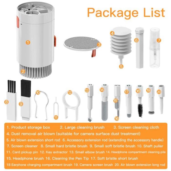 A-One Brand - 20-in-1 Cleaning Tool Kit med Brush - Vit