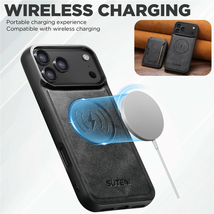 SUTENI - SUTENI iPhone 17 Pro Mobilskal MagSafe Cowhide M3 - Svart