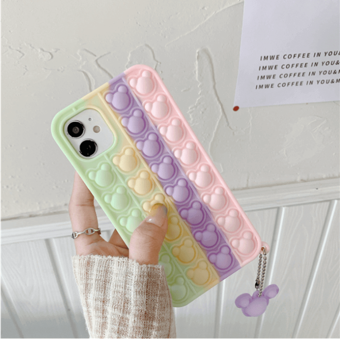 Fidget Toys - Panda Pop it Fidget Multicolor Skal till iPhone 13 Pro Max - Rosa