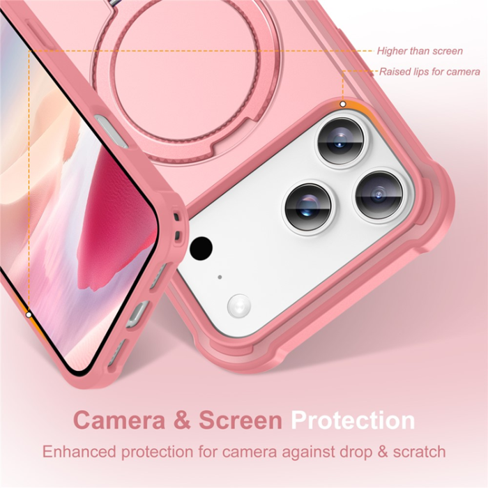A-One Brand - iPhone 17 Pro Mobilskal MagSafe Kickstand Shockproof - Rosa