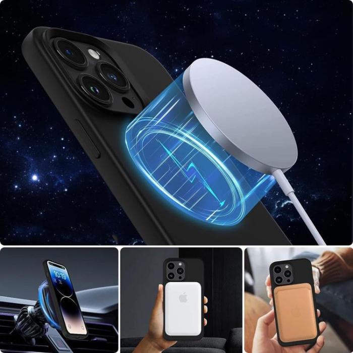 Tech-Protect - Tech-Protect iPhone 12/12 Pro Mobilskal Magsafe Silikon - Svart