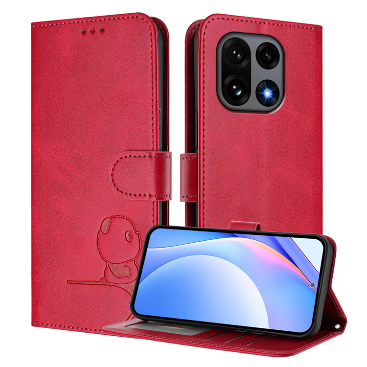 OnePlus 15 Konstläder Plånboksfodral Panda Imprint RFID-Skydd (Rosa) | 2353 | AlltMobil