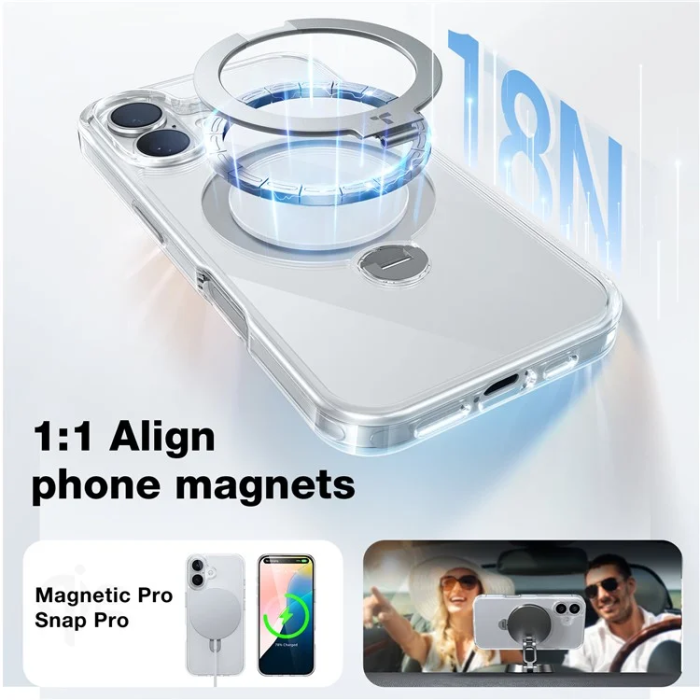 Torras - Torras iPhone 16 Mobilskal Magsafe Ringhållare - Transparent