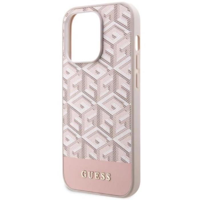 Guess - Guess iPhone 14 Pro Mobilskal MagSafe GCube Stripes - Rosa