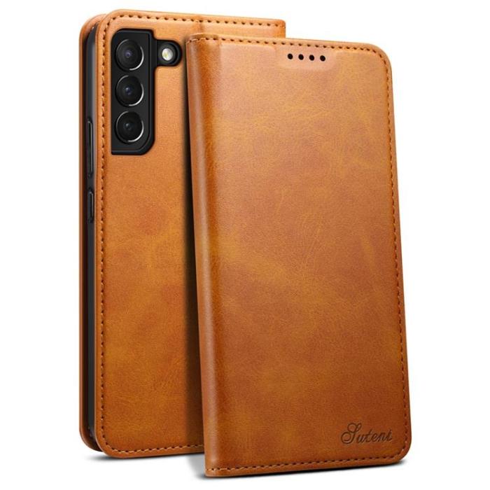 SUTENI - SUTENI Läder Fodral Galaxy S22 5G - Khaki
