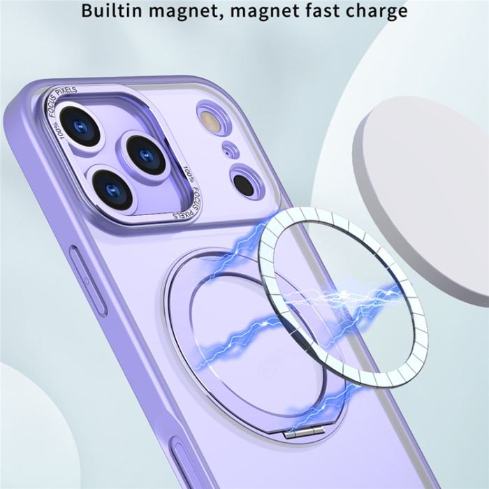 A-One Brand - iPhone 17 Pro Mobilskal MagSafe TPU + Acrylic Kickstand - Ljuslila