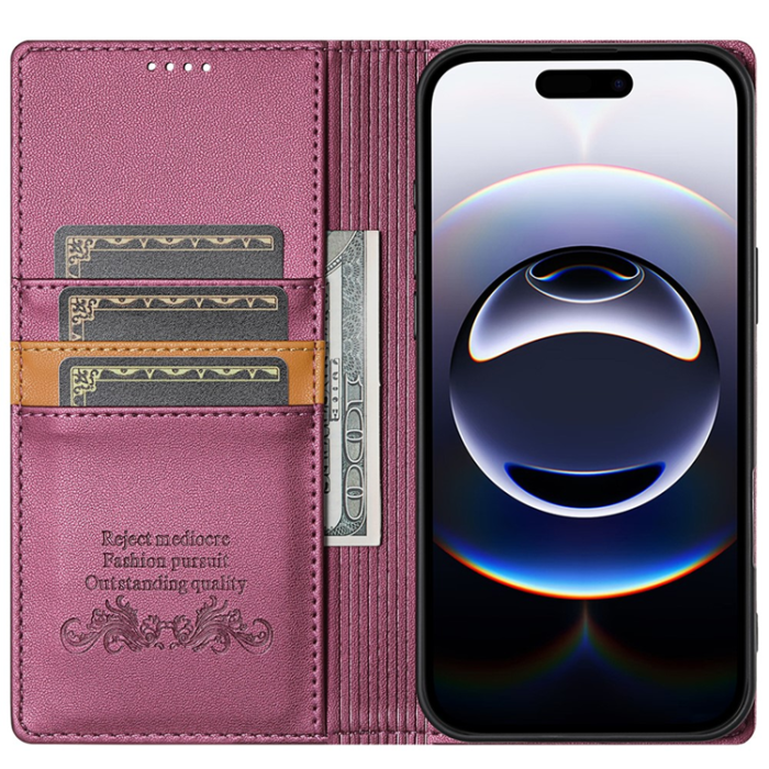 N.BEKUS - N.BEKUS iPhone Air Plånboksfodral RFID Blocking P3 - Vinröd