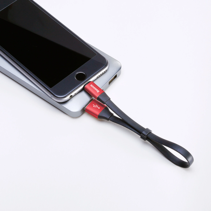 BASEUS - Baseus USB-A till Lightning kabel Nimble 2A 0.23m - Röd Svart
