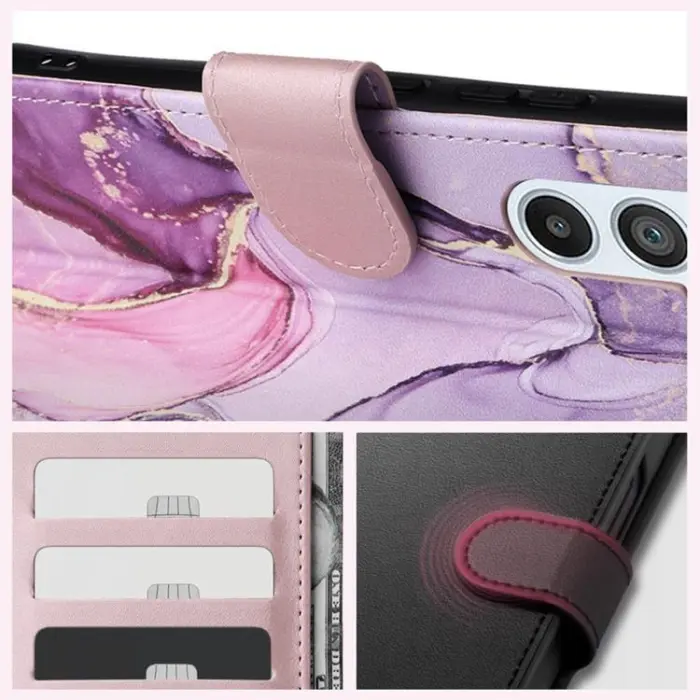 Tech-Protect - Tech-Protect Galaxy A35 5G Plånboksfodral - Marble Rosa