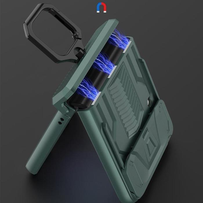 GKK - GKK Galaxy Z Flip 4 Skal Ringhållare Kickstand - Svart