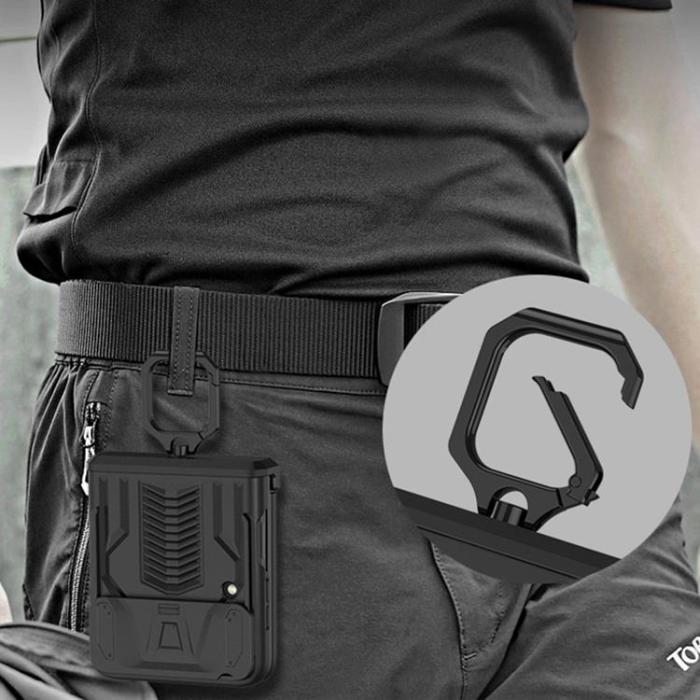 GKK - GKK Galaxy Z Flip 4 Skal Ringhållare Kickstand - Svart