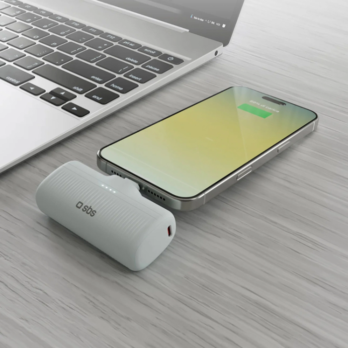 SBS - SBS Powerbank 5000mAh 10W med USB-C Hamn EcoPower - Grå