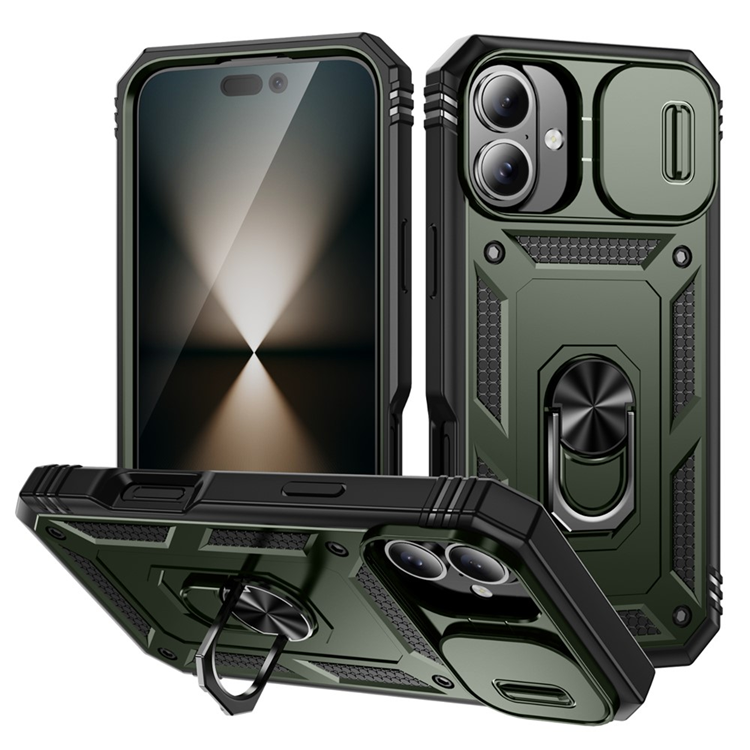 iPhone 17 Mobilskal Slide Camshield Kickstand - Armégrön | 2353 | AlltMobil