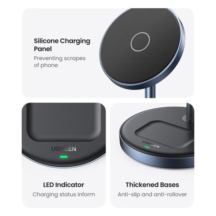 Ugreen - Ugreen 2-in-1 Trådlös Laddare Magsafe Qi - Svart
