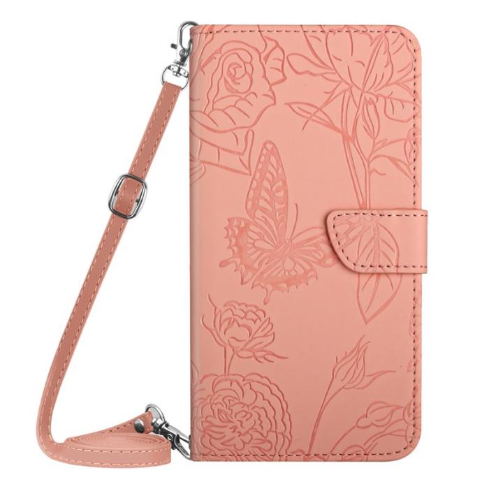 OEM - Mobilskal till Samsung Galaxy S26 Ultra KonstLäder Fjäril Blomtryck - Rosa