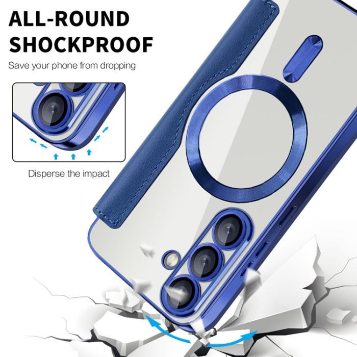 A-One Brand - Galaxy S25 Plus Plånboksfodral MagSafe RFID Blocking - Safir