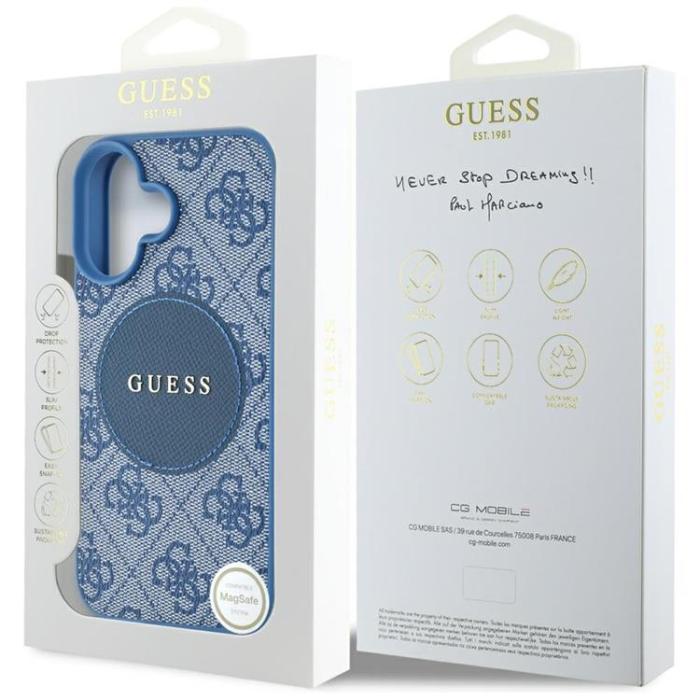 Guess - Guess iPhone 16 Mobilskal MagSafe 4G Circle - Blå