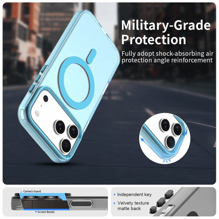 A-One Brand - iPhone 17 Pro Mobilskal MagSafe Anti Drop Hybrid - Blå
