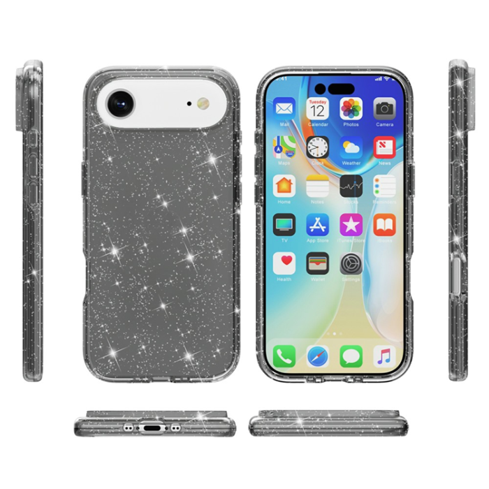 A-One Brand - iPhone 17 Air Mobilskal Glittrande Puderglitter - Svart