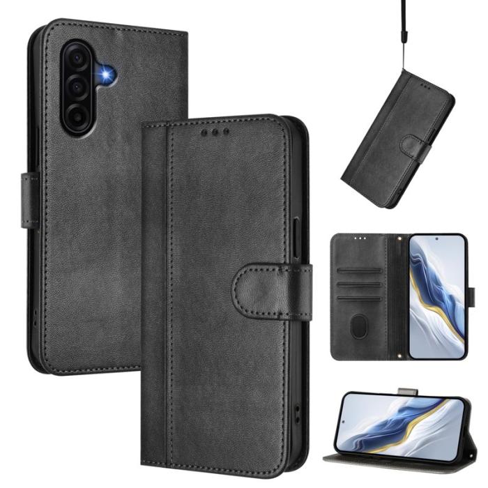 OEM - Samsung Galaxy A37 Plånboksfodral Konstläder Retro Textur Skydd - Svart