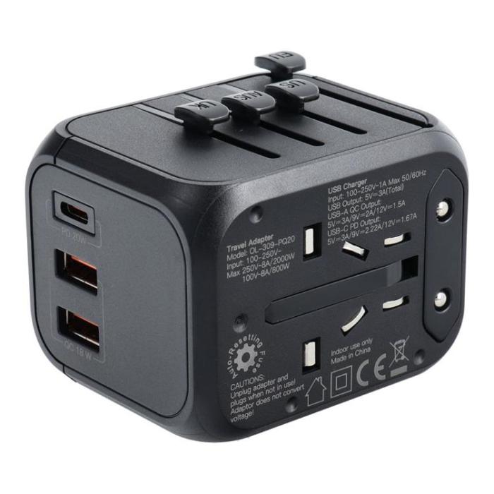 OEM - Reseladdaradapter hela världen SL-209PQ-2 - Svart