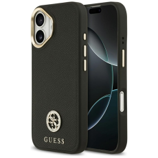 Guess - Guess iPhone 17 Mobilskal Magsafe Grained Strass Logo - Svart