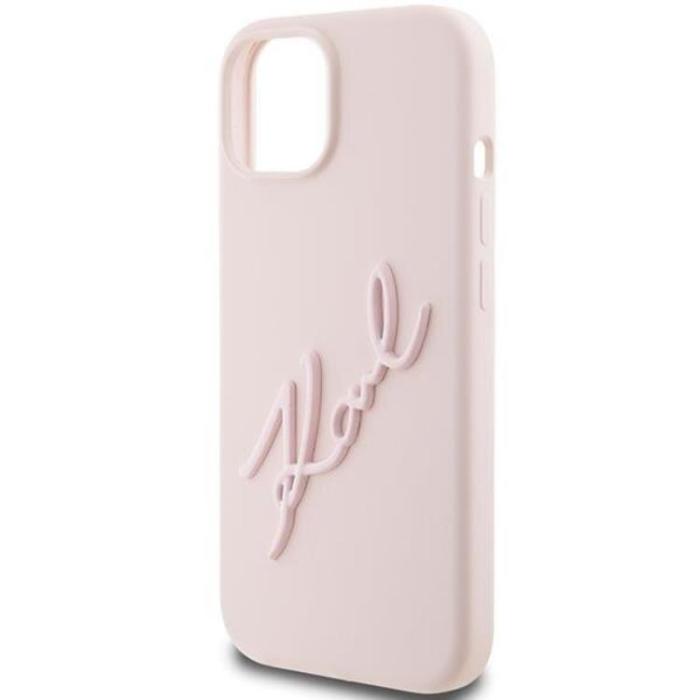 KARL LAGERFELD - KARL LAGERFELD iPhone 15 Mobilskal Silikon Karl Script - Rosa