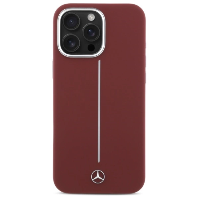 Mercedes - Mercedes iPhone 16 Pro Max Mobilskal MagSafe Silikon Vit Stripe - Röd