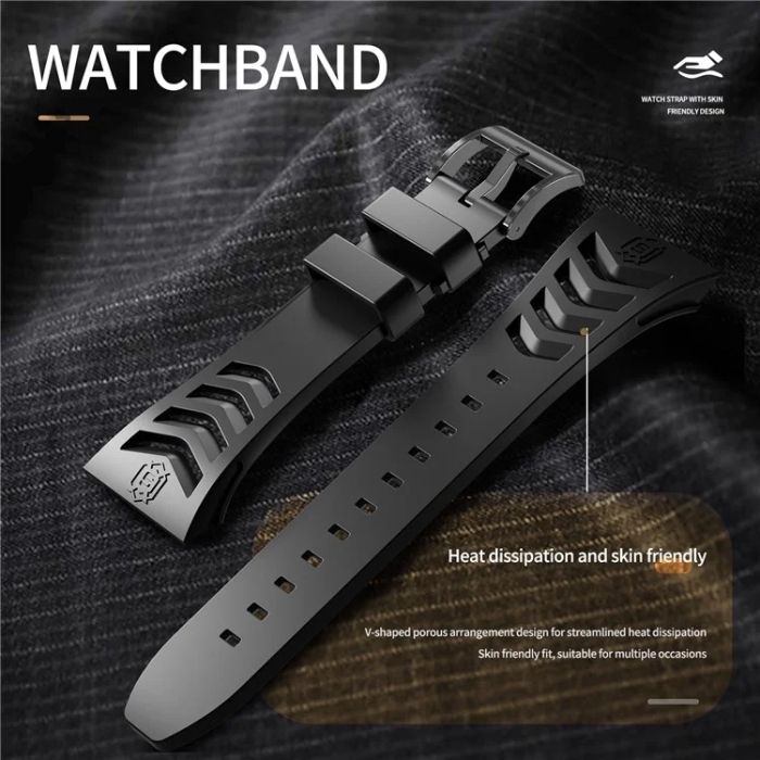 Shelbox - Shellbox Apple Watch 44mm Armband Silikon Metal - Svart