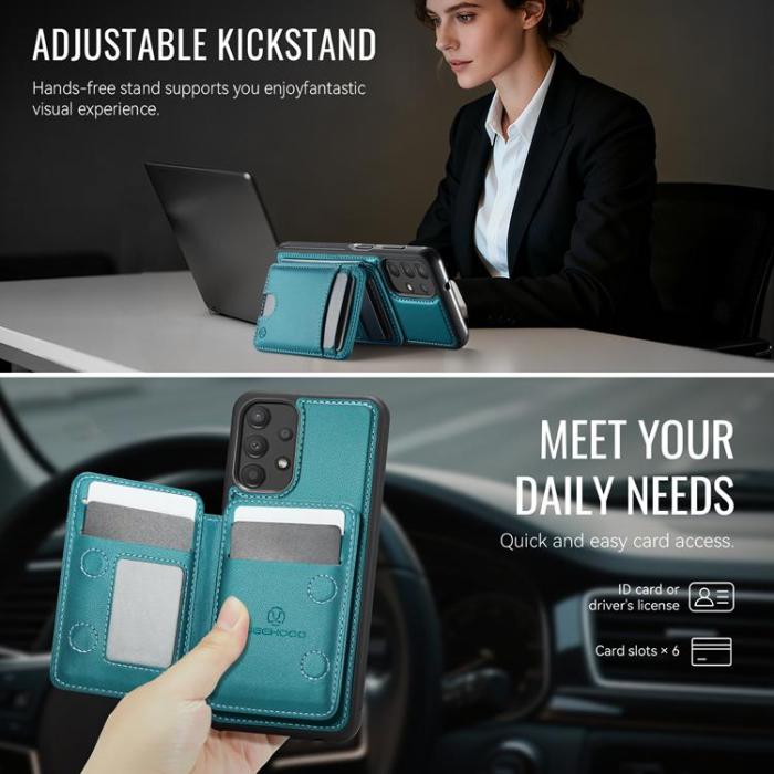 OEM - JEEHOOD Samsung Galaxy A13 4G/5G Mobilskal Konstläder med Kortfack - Blå