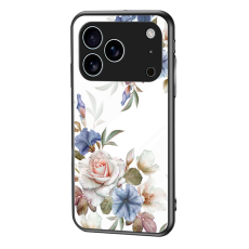 A-One Brand - iPhone 17 Pro Mobilskal Floral Pattern TPU + Härdat Glas - Vit