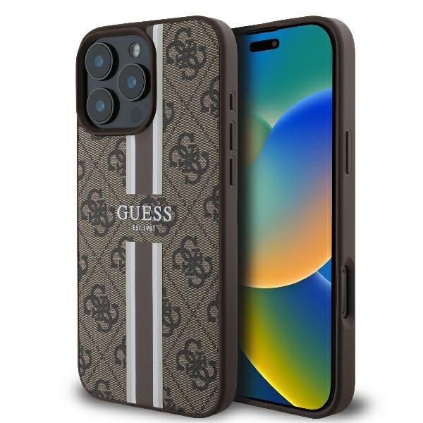 Guess iPhone 16 Pro Max Mobilskal MagSafe 4G Printed Stripes - Brun | 2353 | AlltMobil
