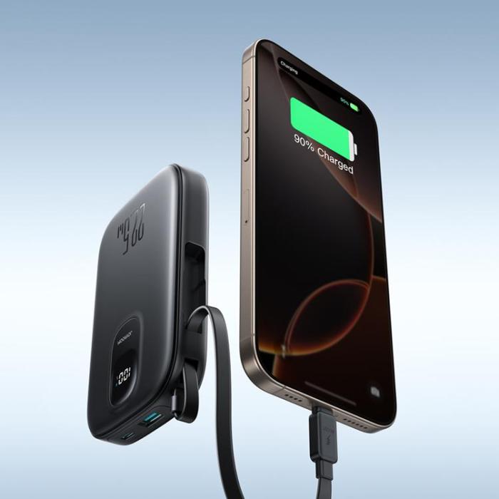 Joyroom - Joyroom Powerbank 10000mAh 22.5W med Inbyggd USB-C-kabel JR-PBF17 - Svart