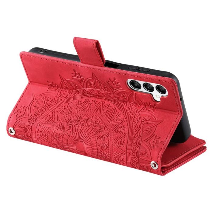 OEM - Samsung Galaxy S26 Plus Plånboksfodral Mandala Blommönster Konstläder - Rosa