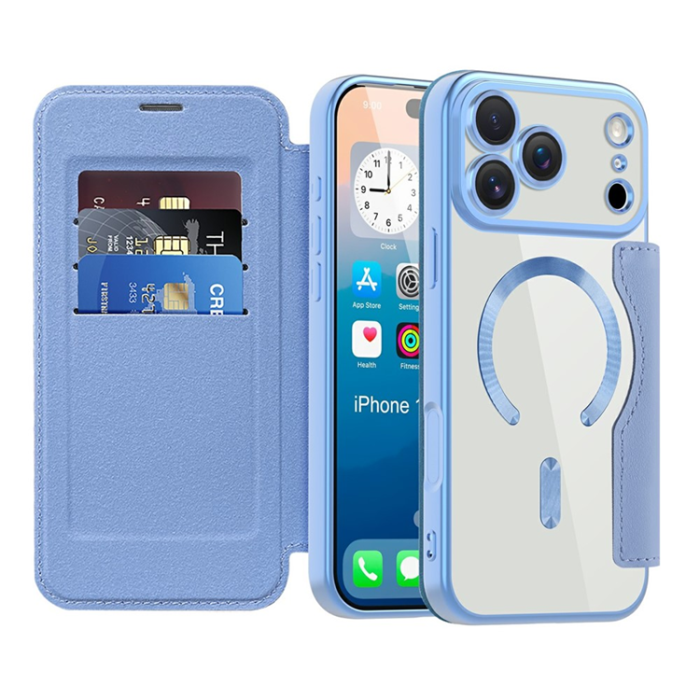 A-One Brand - iPhone 17 Pro Max Plånboksfodral Magsafe RFID Blocking - Blå