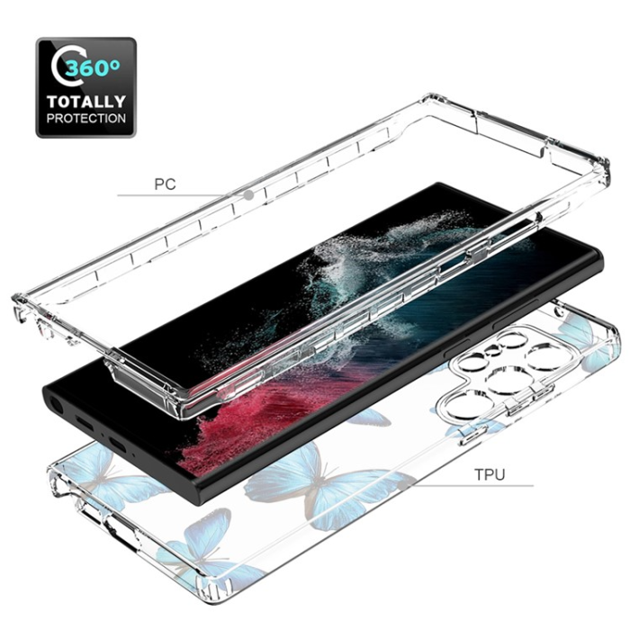 OEM - Galaxy S23 Ultra Skal Pattern Printing - Blå Butterfly