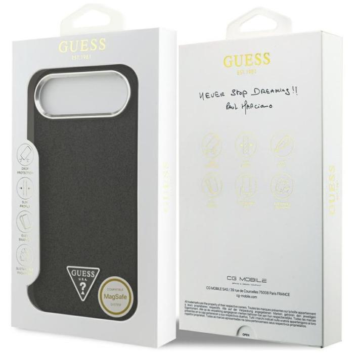 Guess - Guess iPhone 17 Air Mobilskal MagSafe Glitter Triangle Logo - Svart