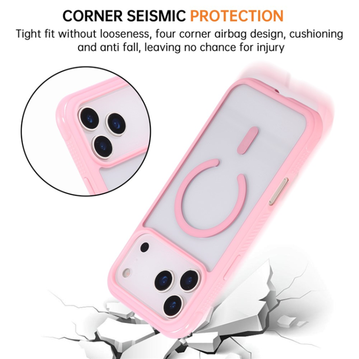 A-One Brand - iPhone 17 Pro Max Mobilskal MagSafe TPU+PC Transparent - Rosa