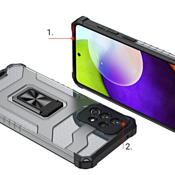 OEM - Crystal Ring Kickstand Skal Galaxy A72 4G - Röd
