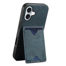 DENIOR - DENIOR iPhone 17 Fodral Kortfack St&auml;ll i Konstl&auml;der - Bl&aring;