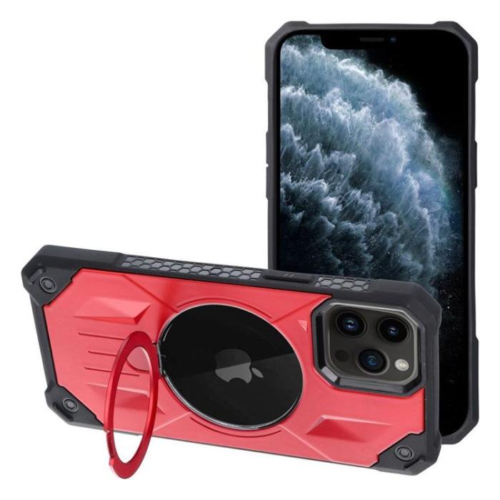 OEM - iPhone 11 Pro Mobilskal Magsafe Ringhållare Armor - Röd